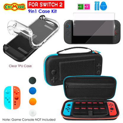 Protective Case Kit for Nintendo Switch 2 (2025) — Clear TPU Cover, Anti-Scratch, Shock-Absorption, Ergonomic Grip Design