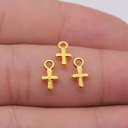 40Pcs Alloy Cross Charms - 10x6mm DIY Jewelry Pendants for Bracelets, Necklaces & Crafts