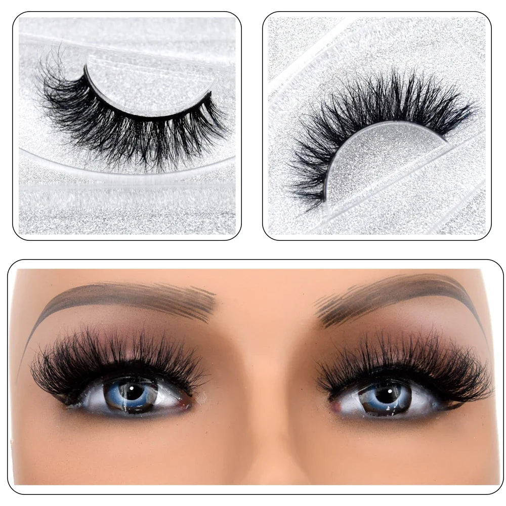 3D Real Mink False Eyelashes – Thick Handmade Strip Lashes with Glitter Packing for Makeup Beauty D101