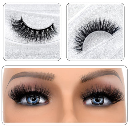 3D Real Mink False Eyelashes – Thick Handmade Strip Lashes with Glitter Packing for Makeup Beauty D101