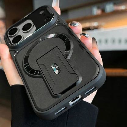 MagSafe Magnetic Armor Case - Foldable Stand & Camera Lens Protection for iPhone 11-17 Series