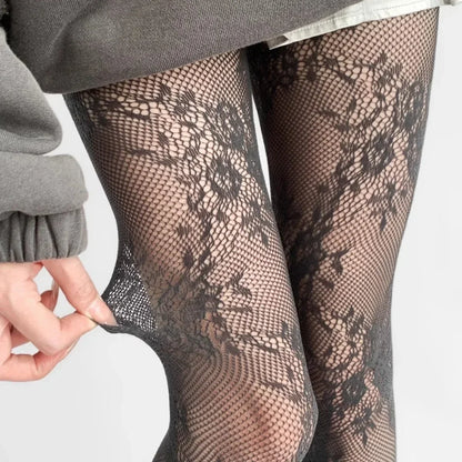 Women’s Lace Floral Thigh High Tights - 2025 Sexy Mesh Fishnet Stockings Lingerie Hosiery Pantyhose