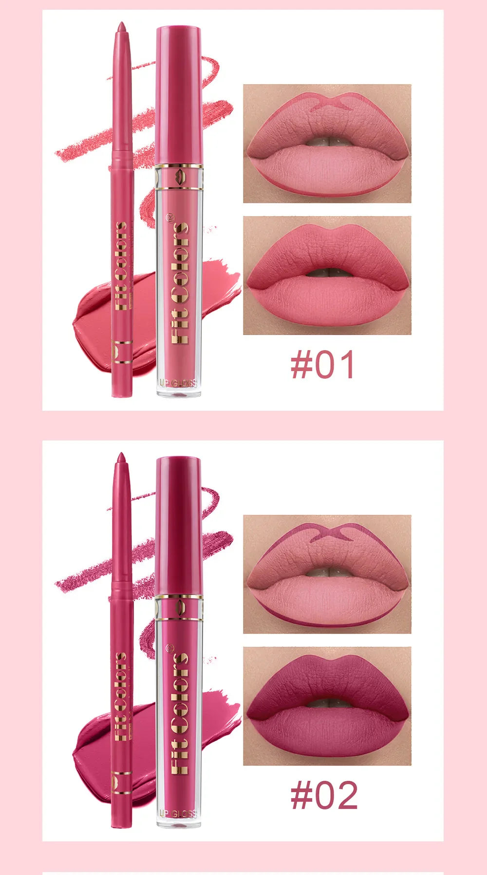 Fit Colors 13pcs Matte Lip Liner Pencil Set – Waterproof, Non-Stick, Long-Lasting Lip Pencil with Case and Hook