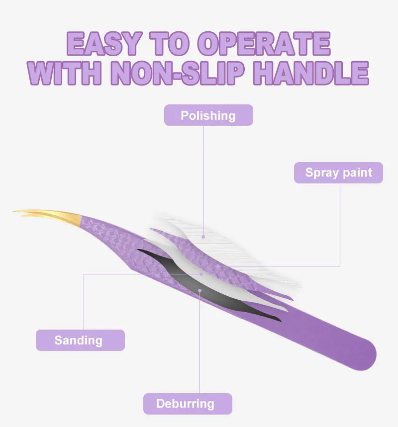 AILEISHI Eyelash Tweezers — Stainless Steel High Precision Anti-Static Extension Tool