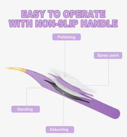 AILEISHI Eyelash Tweezers — Stainless Steel High Precision Anti-Static Extension Tool