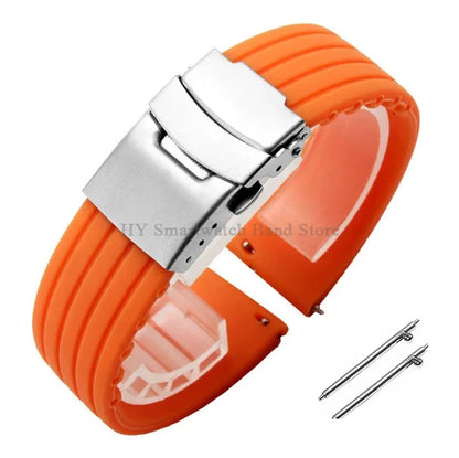 Quick Release Silicone Watch Strap 18–24mm – Sport Rubber Band for Huawei Watch GT2/3/4, Omega, Seiko, Fossil