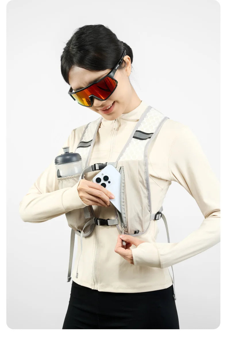 Lightweight Reflective Running & Biking Vest | Hydration Chest Pack with Phone Storage Pocket