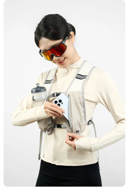 Lightweight Reflective Running & Biking Vest | Hydration Chest Pack with Phone Storage Pocket