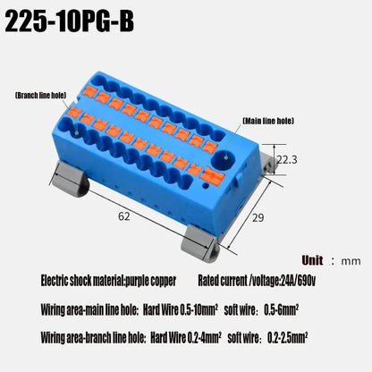 Push-In Modular Wire Connector Terminal Block – Compact 1-In Multiple-Out Splicing Lighting Connector, 225 Series (1Pc)