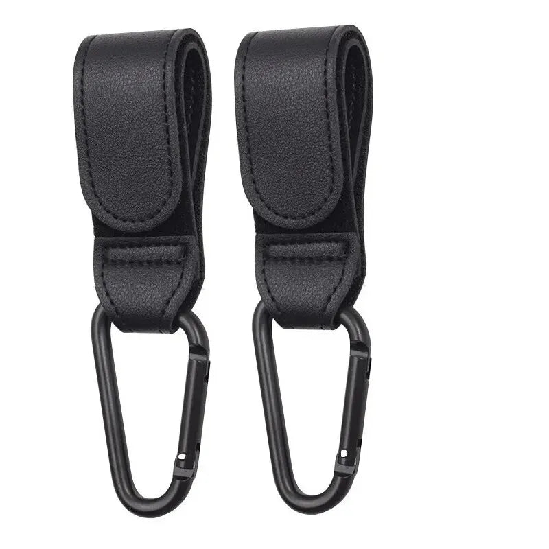 Leather Baby Stroller Hook Organizer – PU Adjustable Pram Hook & Diaper Bag Hanger for Travel & Baby Accessories Storage
