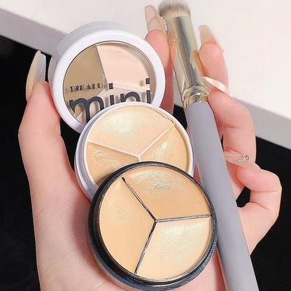3-Color Concealer Cream Palette – Full Coverage for Acne, Dark Circles & Contour with Brush, Moisturizing Makeup