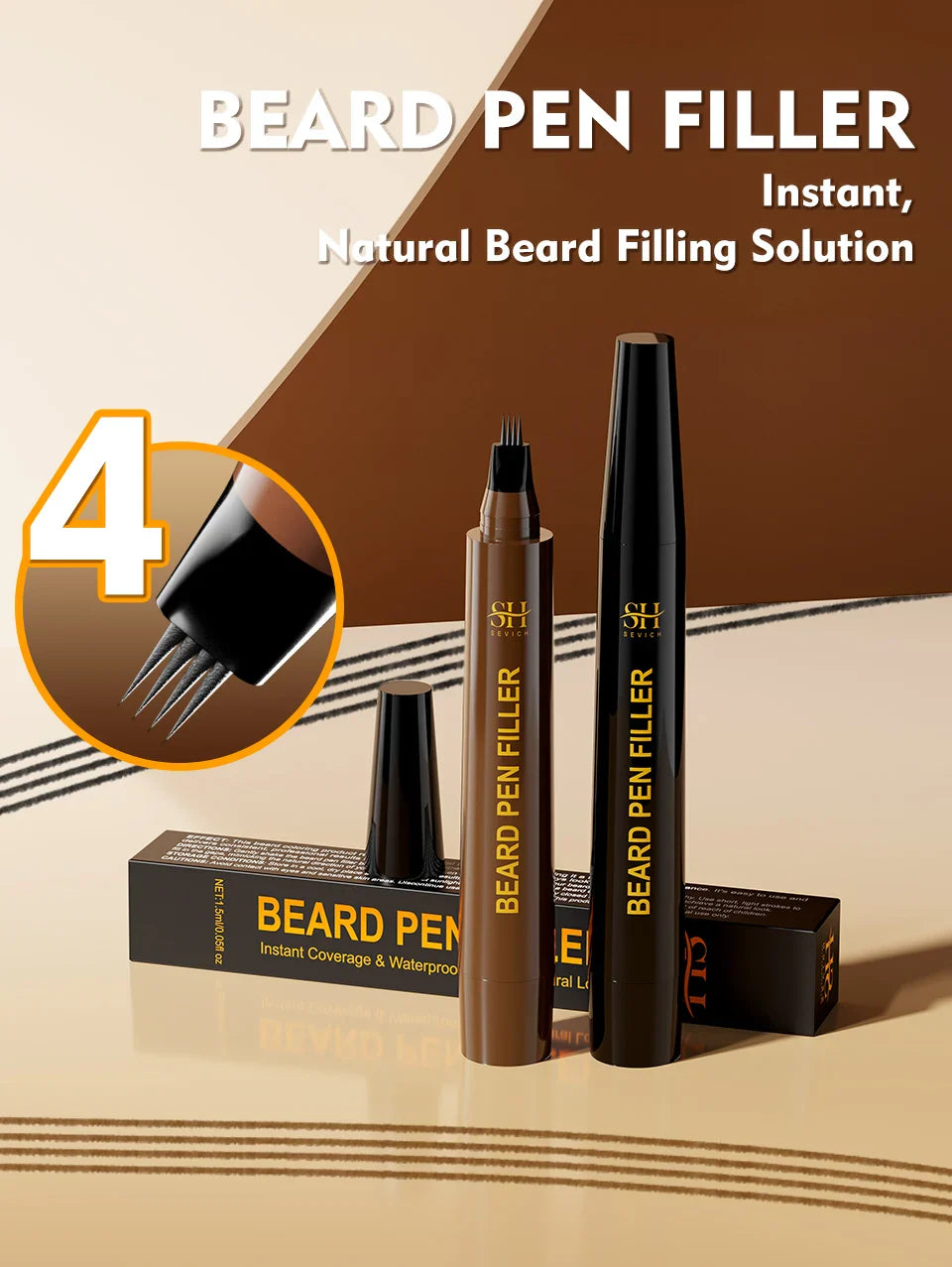 Waterproof Beard Filler Pen – Black Beard & Mustache Coloring Tool for Men, Hair Line Enhancer