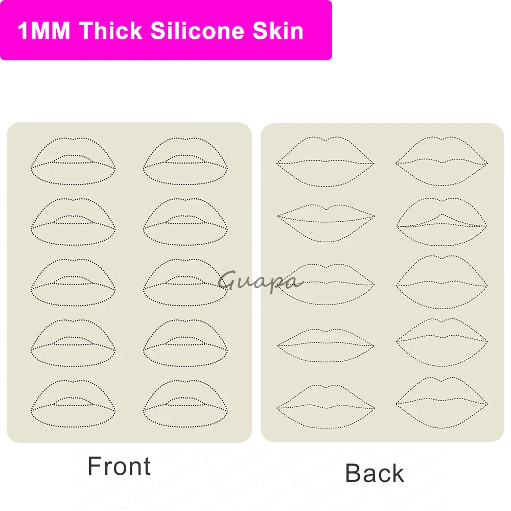 1mm Thick Double-Sided Lip Practice Skin — Microblading & PMU Stencil for Permanent Makeup Tattoo Artists