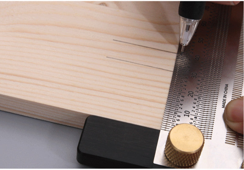 High Precision T-Type Scale Ruler — Stainless Steel Woodworking Scribing & Marking Gauge