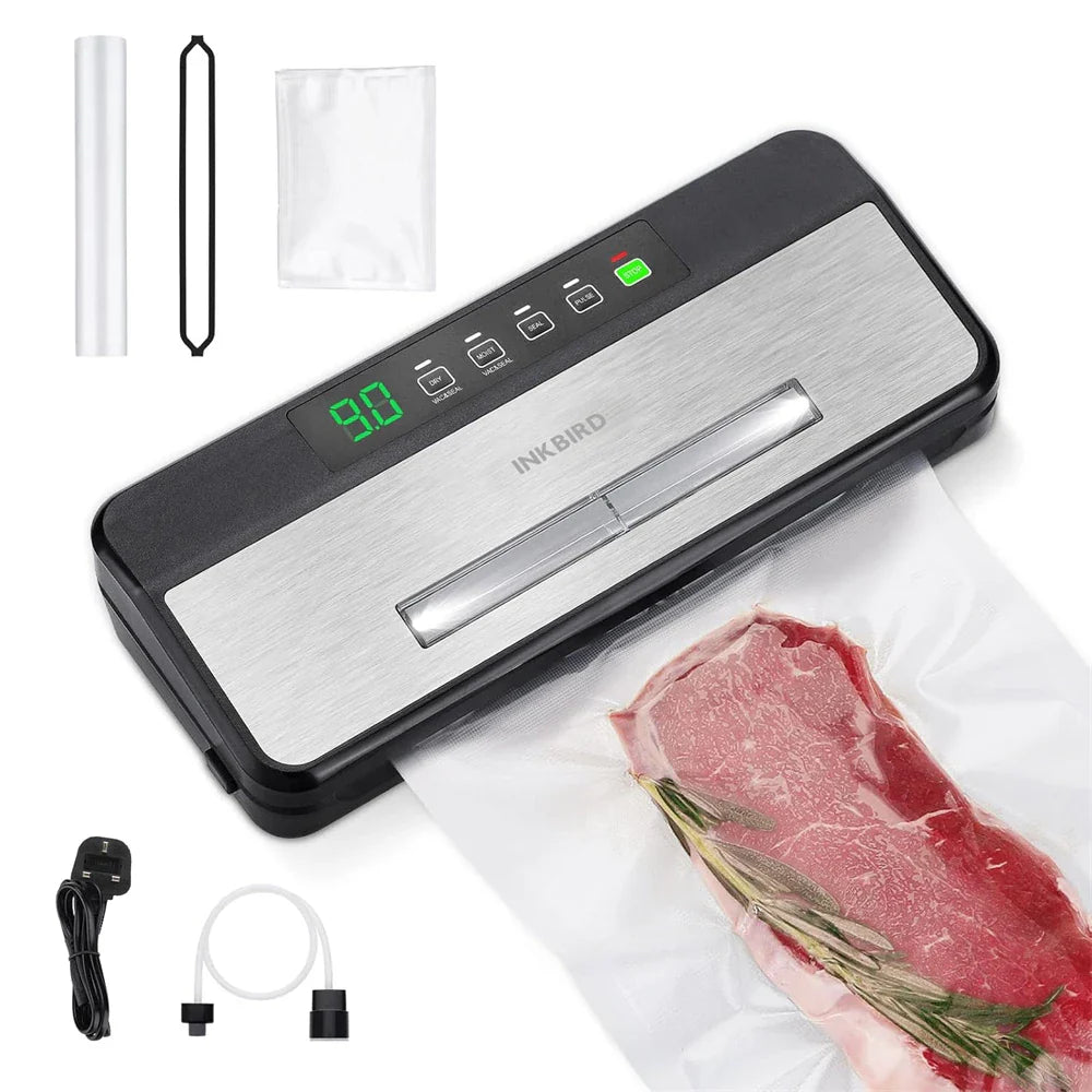 INKBIRD INK-VS03 Food Vacuum Sealer Machine – 80KPA Strong Suction Automatic Vacuum Sealer with Starter Kit for Food Storage & Preservation
