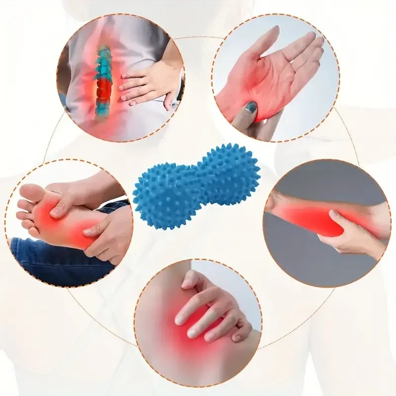 Peanut Massage Spiky Ball for Muscle Pain Relief, Foot Massager & Stress Relief Roller for Plantar Fasciitis