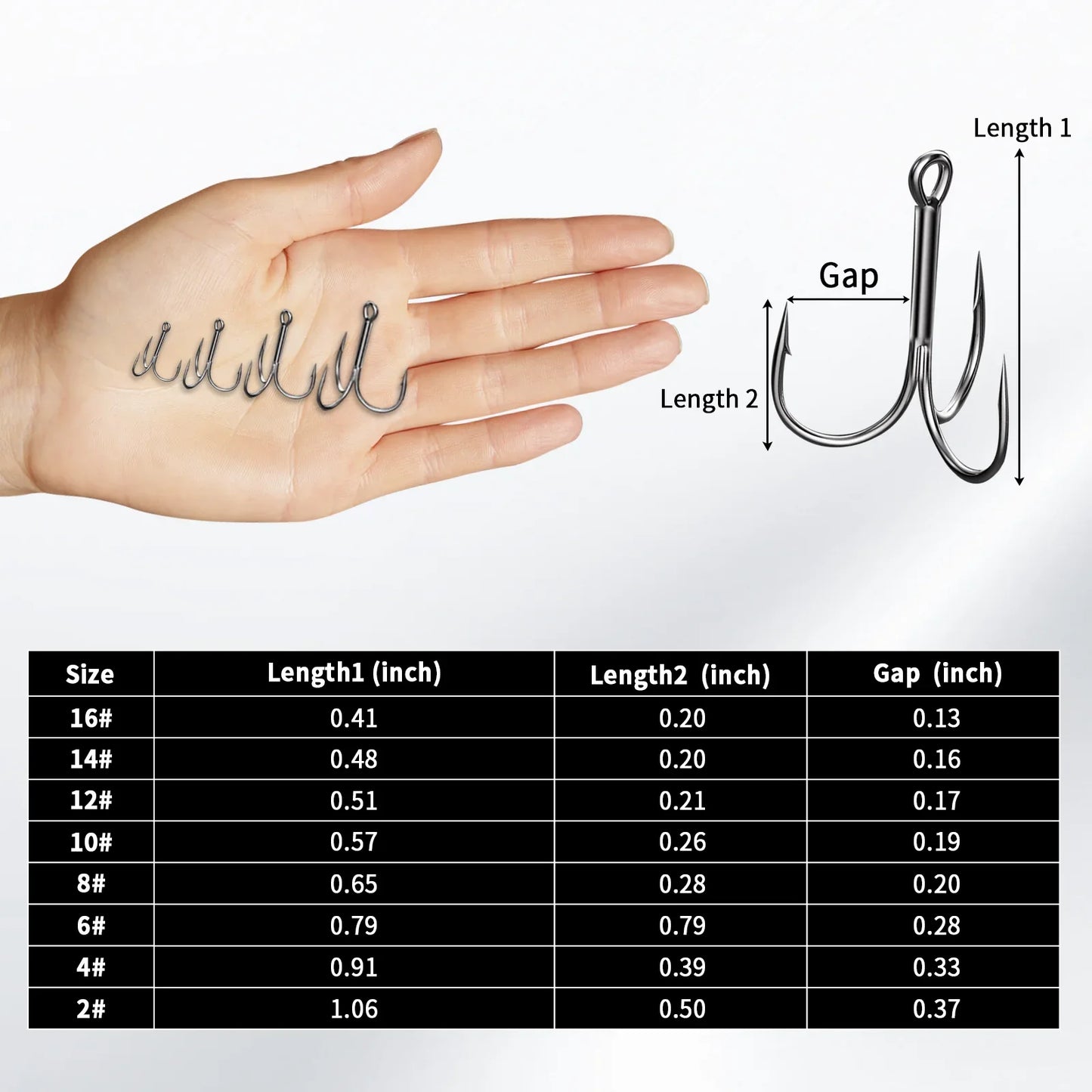 9KM High Carbon Steel Treble Fishing Hooks – Barbed Triple Hooks for Hard Lures & Saltwater Fishing