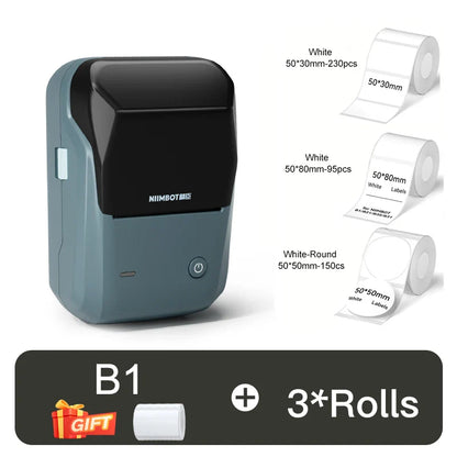 NIIMBOT B1 Portable 2-Inch Thermal Label Printer – Mini Bluetooth Adhesive Sticker Maker for Smartphone & PC
