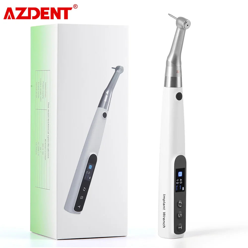 AZDENT Wireless Dental Implant Motor – Electric Torque Driver with 16 Screwdrivers & Contra Angle
