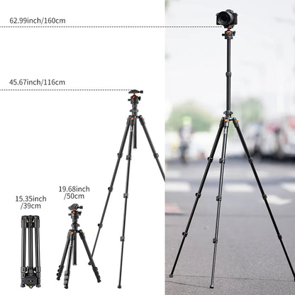 Aluminum Alloy Camera Tripod Stand – Low Angle Photography Travel Tripod with Carrying Bag for DSLR Cameras