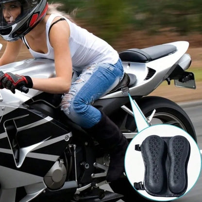 3D Honeycomb Gel Motorcycle Seat Cushion — Universal Breathable, Anti-Slip, Shock-Absorbing Pad for Harley, Honda, Yamaha