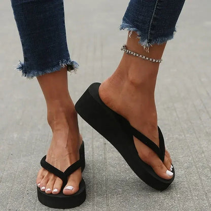Women’s Summer Wedge Slide Sandals – Memory Foam Beach Flip Flops & Home Slippers, Comfortable Casual Footwear