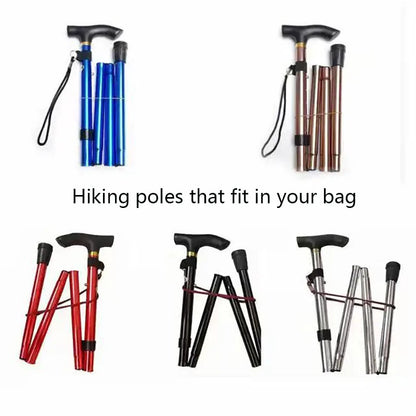 Outdoor Mountaineering Trekking Poles — 5-Section Telescopic Aluminum Alloy Folding Cane for Hiking & Climbing