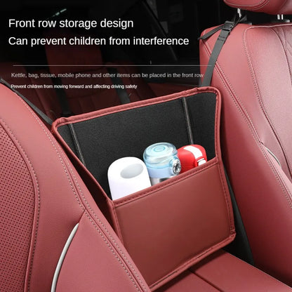 Car Handbag Holder Between Seats – Multi-Functional Leather Storage Bag with Tissue Box, Phone, Cup & Map Organizer