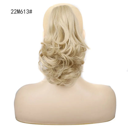 12-Inch Synthetic Wavy Curly Ponytail Hair Extension with Claw Clip – Mixed Blonde Hairpiece for Women