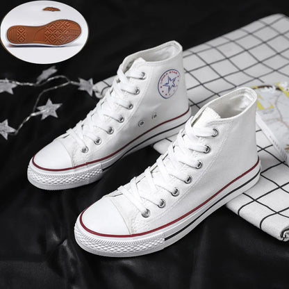 Women’s High-Top Canvas Shoes — Soft Non-Slip Bottom, Lace-Up Casual Fashion Board Shoes