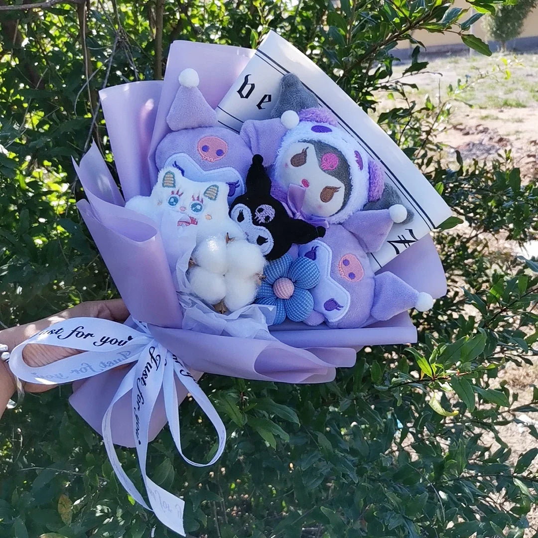 Sanrio Kuromi Plush Flower Bouquet — Soft Plush Doll Gift for Christmas, Valentine's Day, Birthday & Wedding Party
