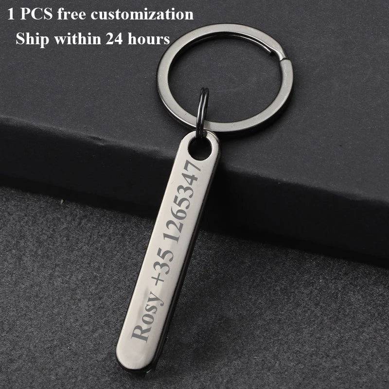 Personalized Engraved Keychain – Custom Logo & Name Car Key Ring, Gift for Boyfriend