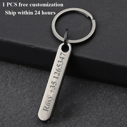 Personalized Engraved Keychain – Custom Logo & Name Car Key Ring, Gift for Boyfriend
