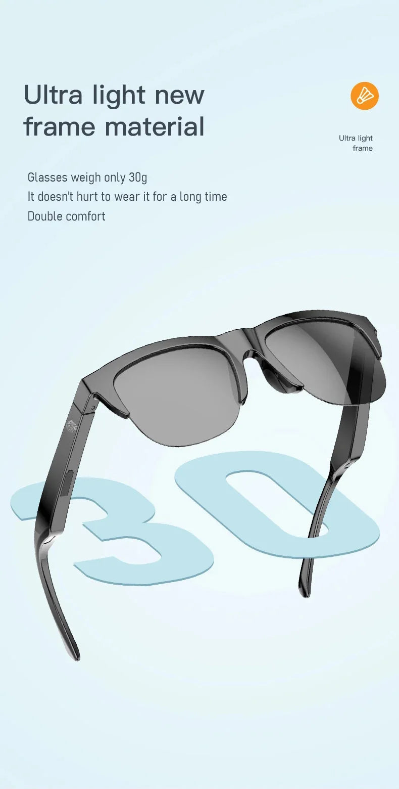 Smart Bluetooth V5.3 Sunglasses – HIFI Audio Glasses with Call Function, UV Protection, Anti-Touch Tech for Outdoor Sports Men & Women