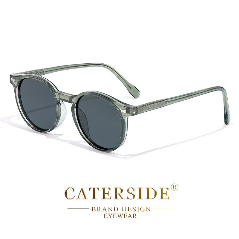 CATERSIDE Retro Polarized Round Sunglasses — TR90 & Acetate Vintage Shades for Men & Women, Punk Style Driving & Travel Sun Glasses