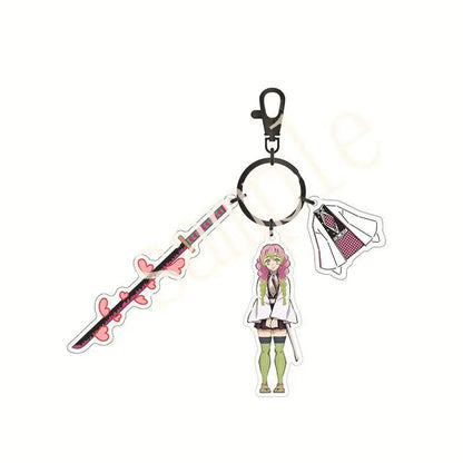 Anime Demon Slayer Acrylic Keychain – Tanjiro & Nezuko Kamado Cartoon Schoolbag Pendant Character Charm Kids Gift Accessories