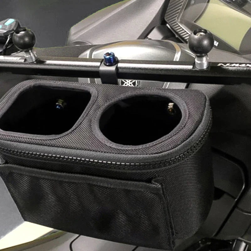Yamaha NMAX/XMAX/TMAX Motorcycle Handlebar Cup Holder — Water Bottle Cage & Storage Bag for Scooters