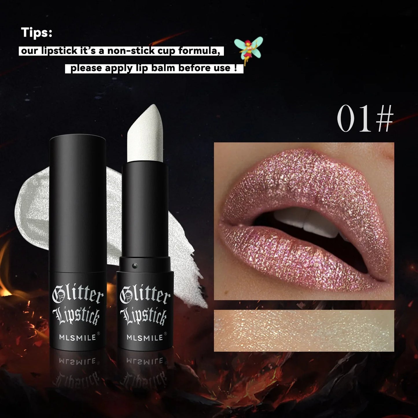 7-Color Glitter Lipstick – Waterproof, Long-Lasting Diamond Pearlescent Metallic Lip Gloss for Women