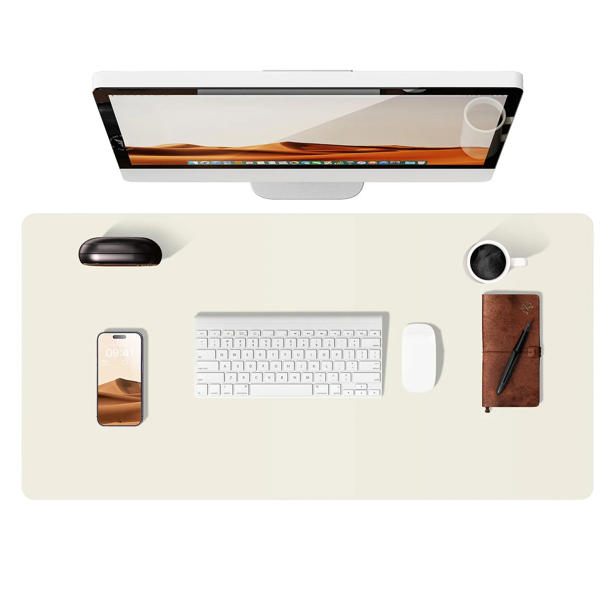 Large Leather Mouse Pad Desk Mat - Non-Slip PU Leather Office Desk Protector for Laptop & Workspace Setup