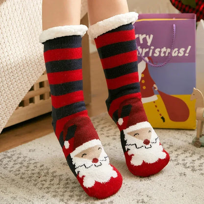 Women’s Christmas Fuzzy Socks – Winter Warm Thermal Non-Slip Fluffy Floor Slippers, Soft Indoor Home Gift