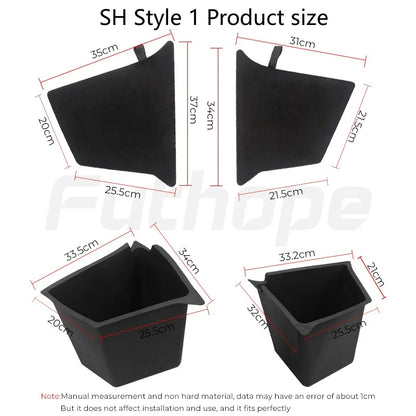 Futhope Car Trunk Side Storage Box for Tesla Model Y 2018-2024 – Hollow Cover Organizer with Flocking Mat & Partition Board