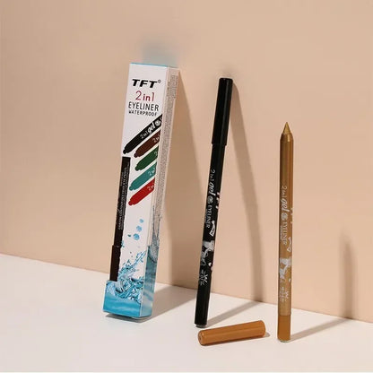 2-in-1 Waterproof Eyeliner and Lip Liner Gel Pencil - Long-lasting Blue, White, Black, Brown Colors - Easy Wear Makeup for Eyes