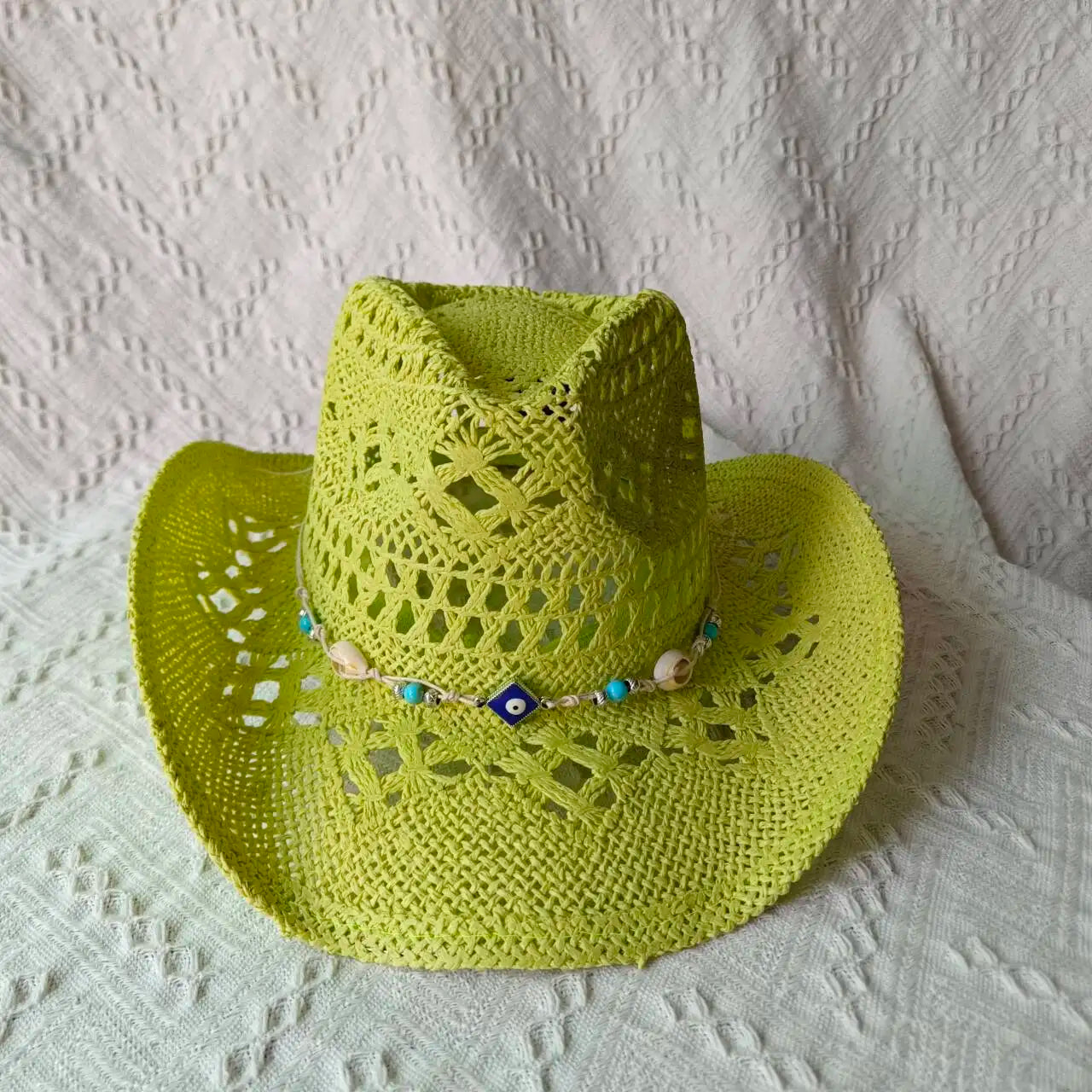 Melesh Western Women's Mint Green Cowboy Hat – Straw, Wide Brim, Plasticity Strong for Sunshine & Beach Wear