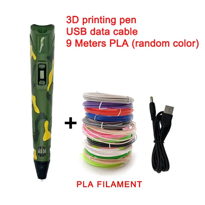 USB 3D Printing Pen – 9M PLA Children’s 3D Drawing & Graffiti Pen, Smart DIY Art Toy for Gifts