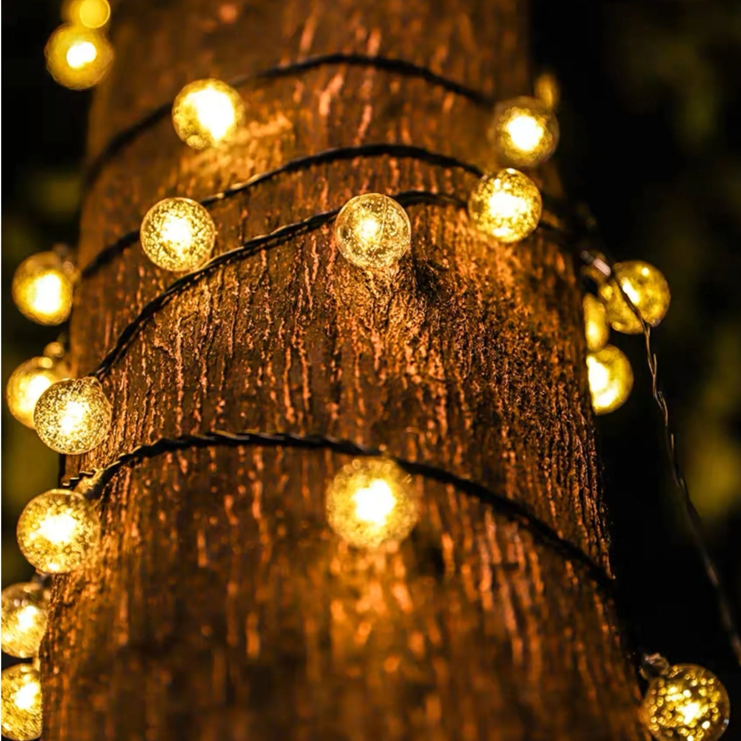 64FT Crystal Globe Solar String Lights: 1 Pack with 100 LED, 8 Lighting Modes - IP65 Solar Outdoor Lights for Halloween, Christmas Party