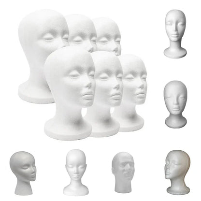 Female Styrofoam Mannequin Head | White Foam Model for Hats, Glasses, Wigs Display & Stand Rack