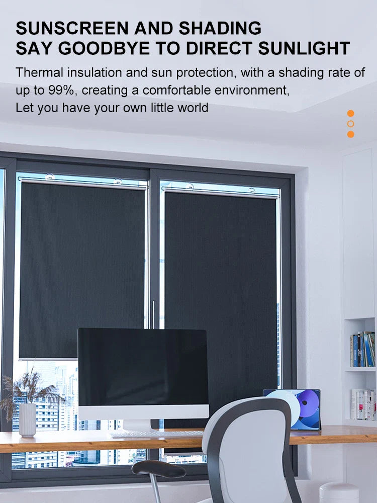 Sunshade Roller Blinds – Blackout Retractable Window Curtains with Suction Cup, Punch-Free for Kitchen & Bedroom