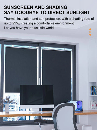 Sunshade Roller Blinds – Blackout Retractable Window Curtains with Suction Cup, Punch-Free for Kitchen & Bedroom