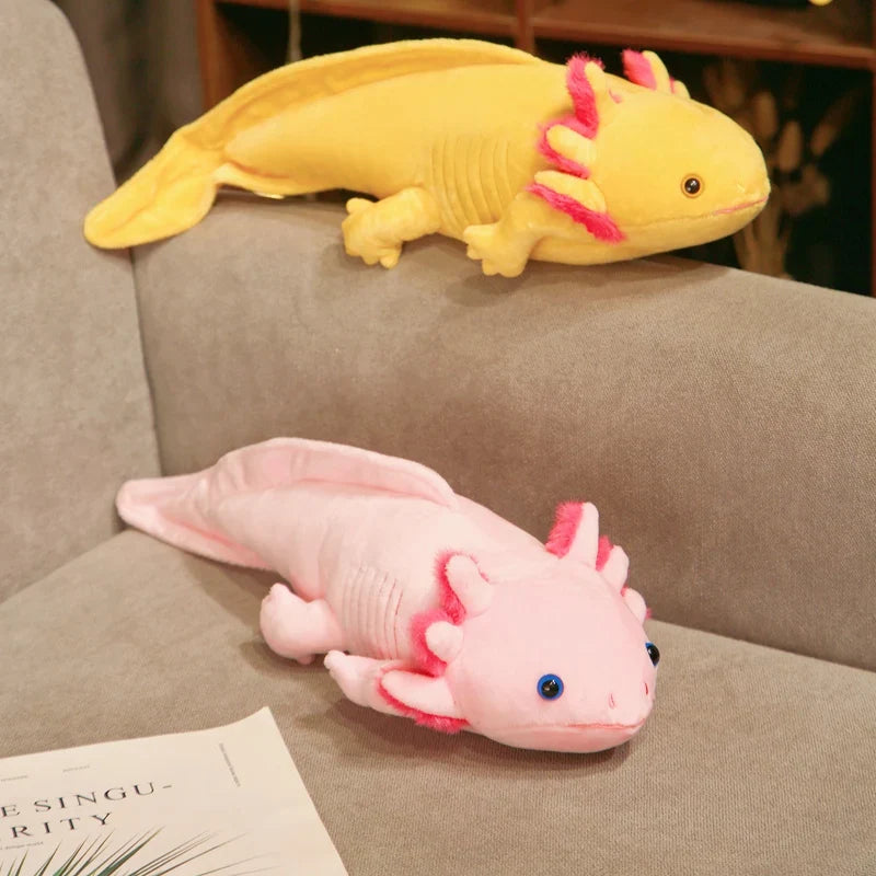 Kawaii Colorful Newt Plush Toy — 23-80cm Cute Axolotl Salamander Stuffed Animal, Fuzzy Long Pillow Cushion for Kids Gift