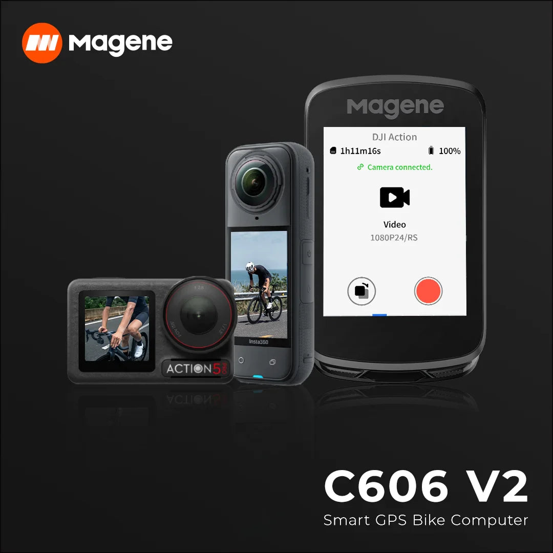 Magene C606V2 GPS Bike Computer – Touchscreen Cycling Speedometer with WiFi, Bluetooth, ANT+, Navigation, Climb & Odometer Functions